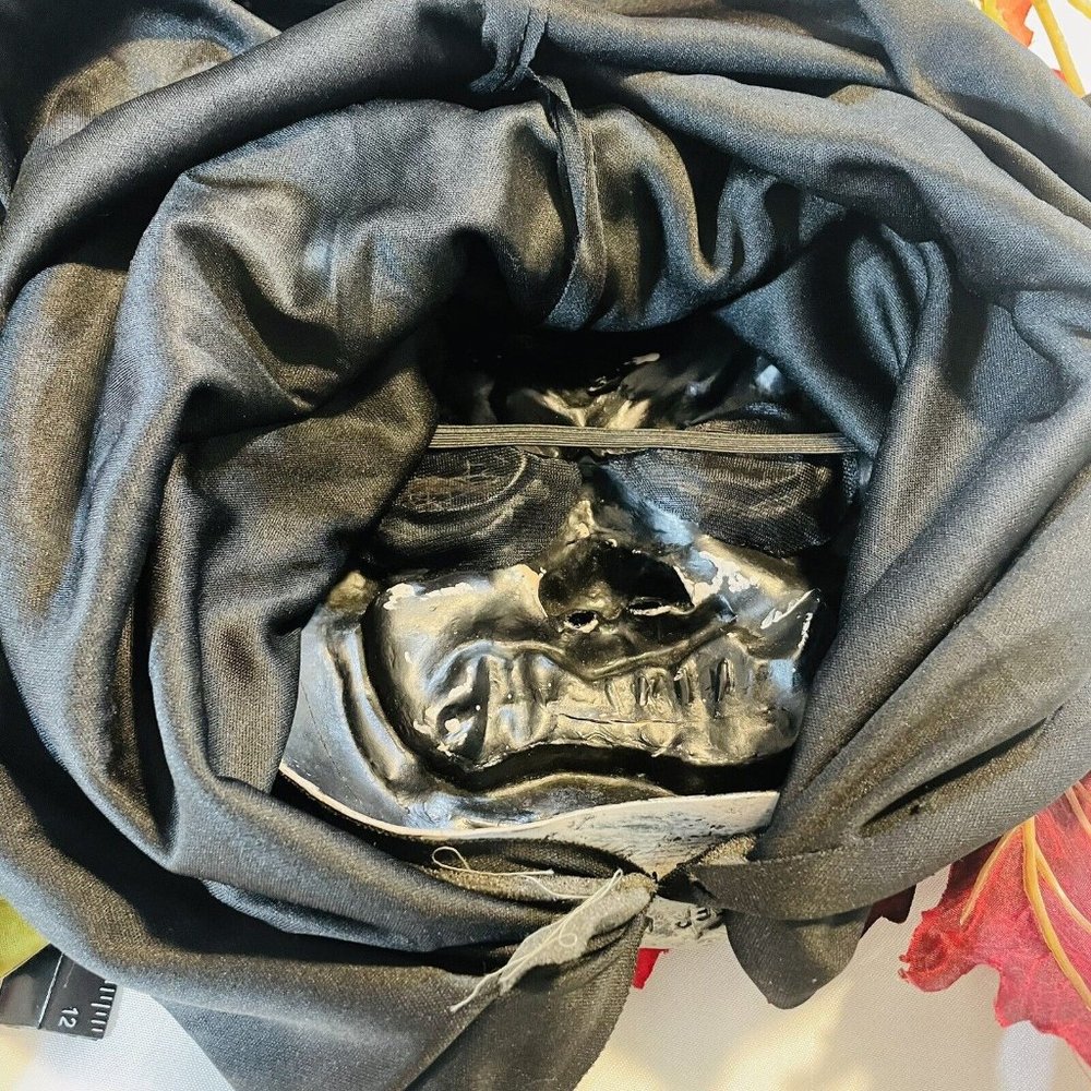 Fun World Zombie Monster Halloween Costume Mask Black Hood & Gray Decaying Cloth - Picture 4 of 10